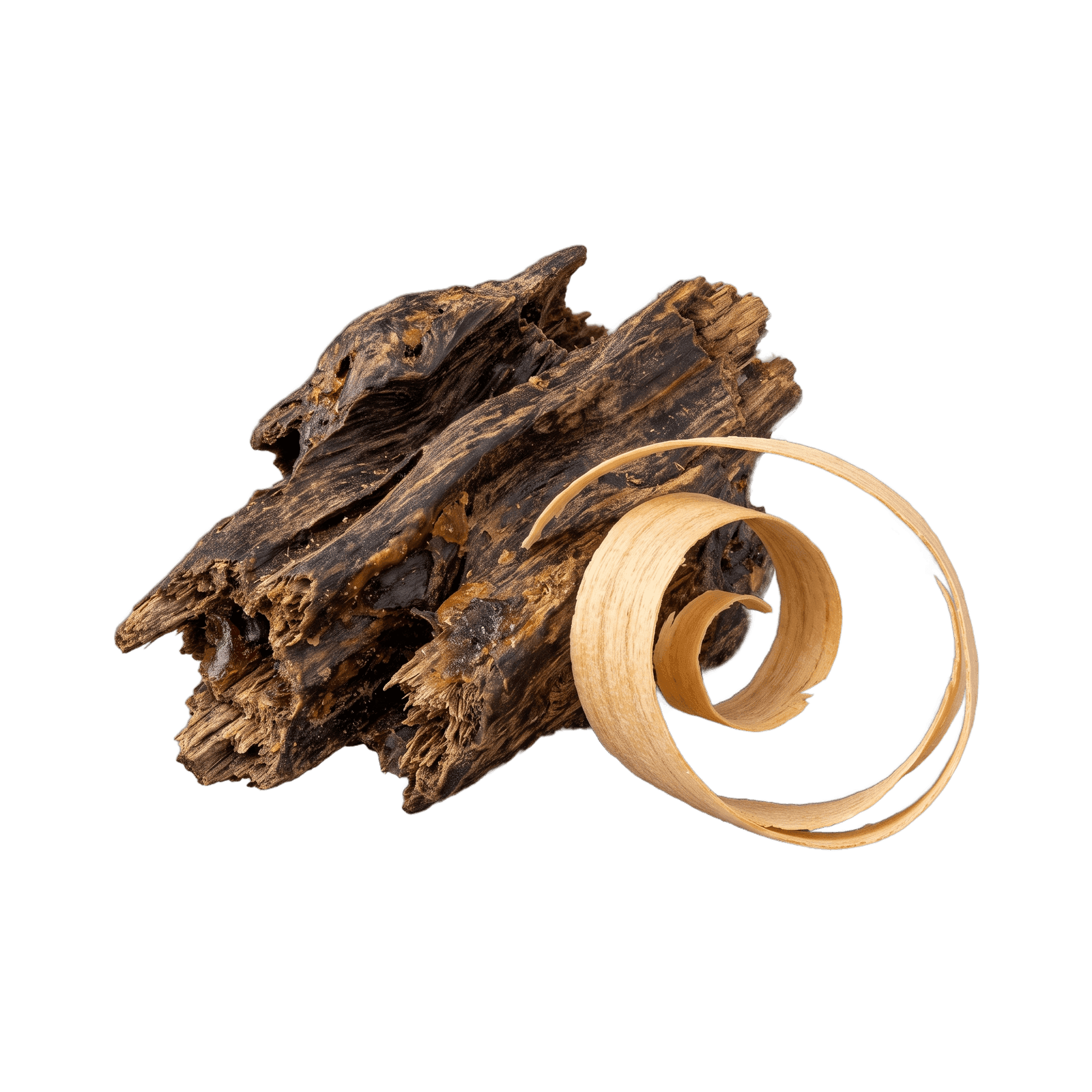 Aged oud wood chips, the base note behind our deepest compositions